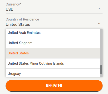 US Friendly Casino Sign-Up Form Example