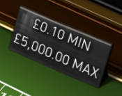 Screenshot of example table limit of £5000 in online roulette