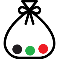 A bag containing 3 balls (1 red, 1 black, 1 green)