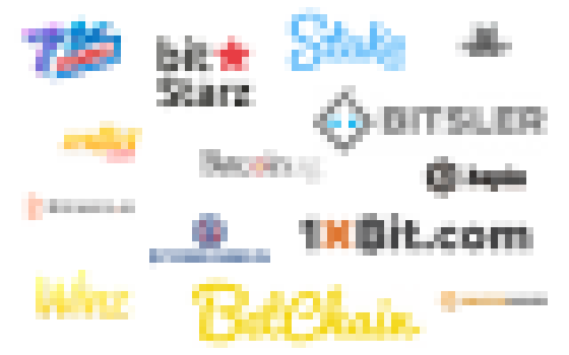 Logos of multiple different bitcoin casinos (blurred)