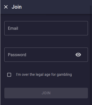 Bitcoin Casino Sign Up Form Example