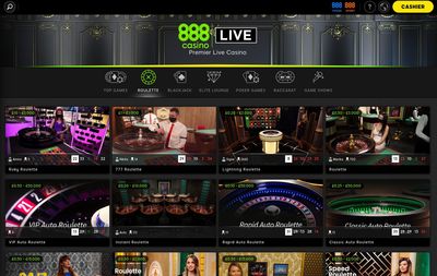 888 Live Casino Section Screenshot