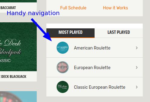 Ignition Most Played Games Navigation
