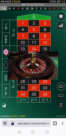 Yeti Casino Mobile Live Roulette