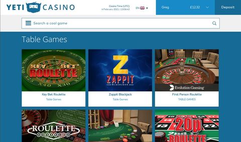 Yeti Casino Website Design