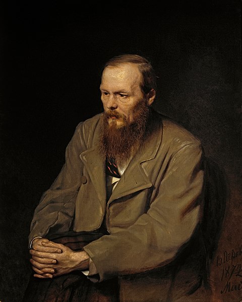 Portrait painting of Fyodor Dostoevsky in 1872 by Vasily Perov.